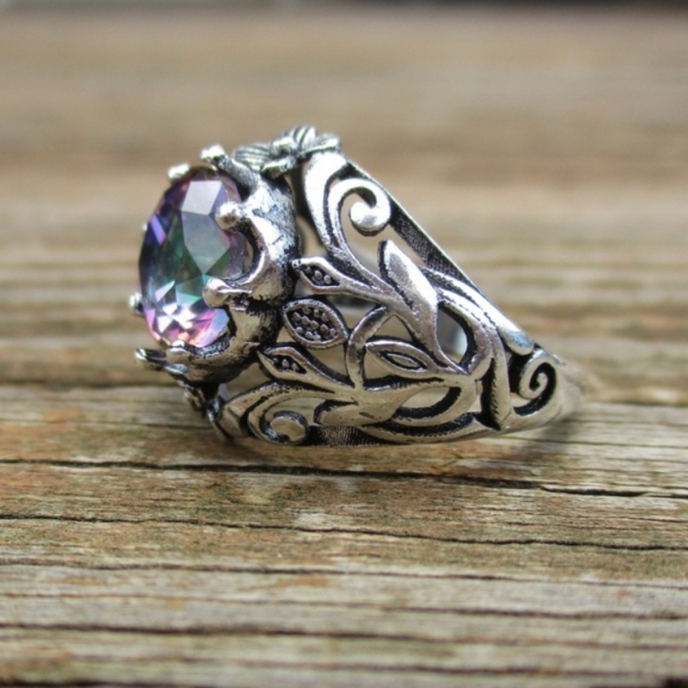 Vintage Style Mystic Topaz Ring - Picture 3 of 6